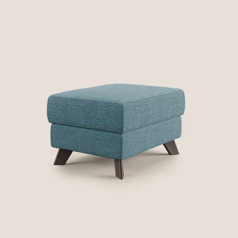 Moon Pouf coffre aux pieds hauts en tissu doux entrelacé soft-touch imperméable T06 bleu ciel