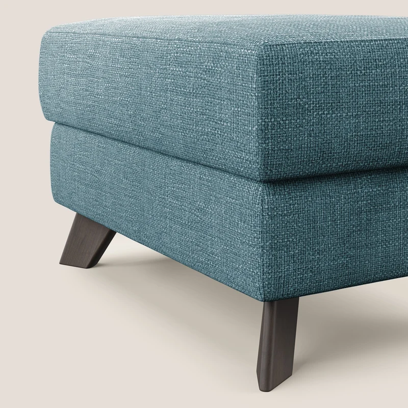 Moon Pouf coffre aux pieds hauts en tissu doux entrelacé soft-touch imperméable T06 bleu ciel