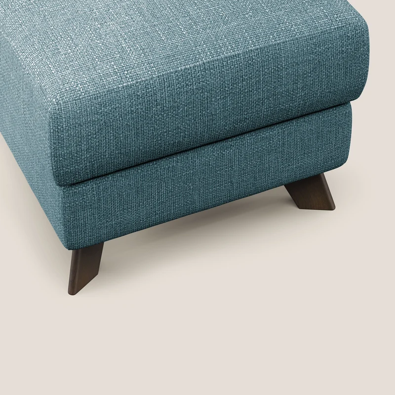 Moon Pouf coffre aux pieds hauts en tissu doux entrelacé soft-touch imperméable T06 bleu ciel