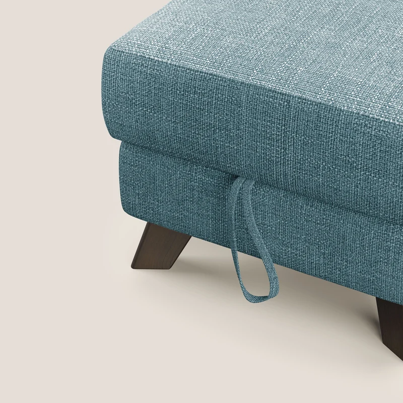 Moon Pouf coffre aux pieds hauts en tissu doux entrelacé soft-touch imperméable T06 bleu ciel