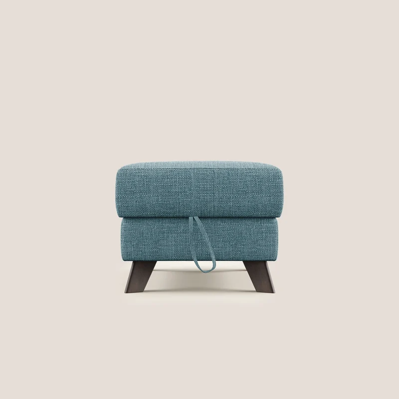 Moon Pouf coffre aux pieds hauts en tissu doux entrelacé soft-touch imperméable T06 bleu ciel