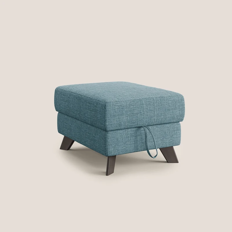 Moon Pouf coffre aux pieds hauts en tissu doux entrelacé soft-touch imperméable T06 bleu ciel