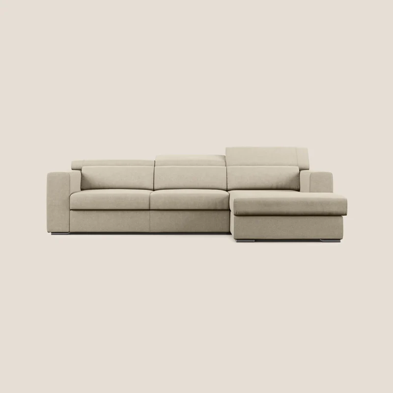 Vegas canapé d'angle avec têtières inclinables en microfibre imperméable T11 Taupe tortora