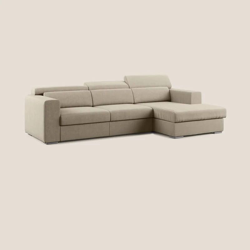 Vegas canapé d'angle avec têtières inclinables en microfibre imperméable T11 Taupe tortora