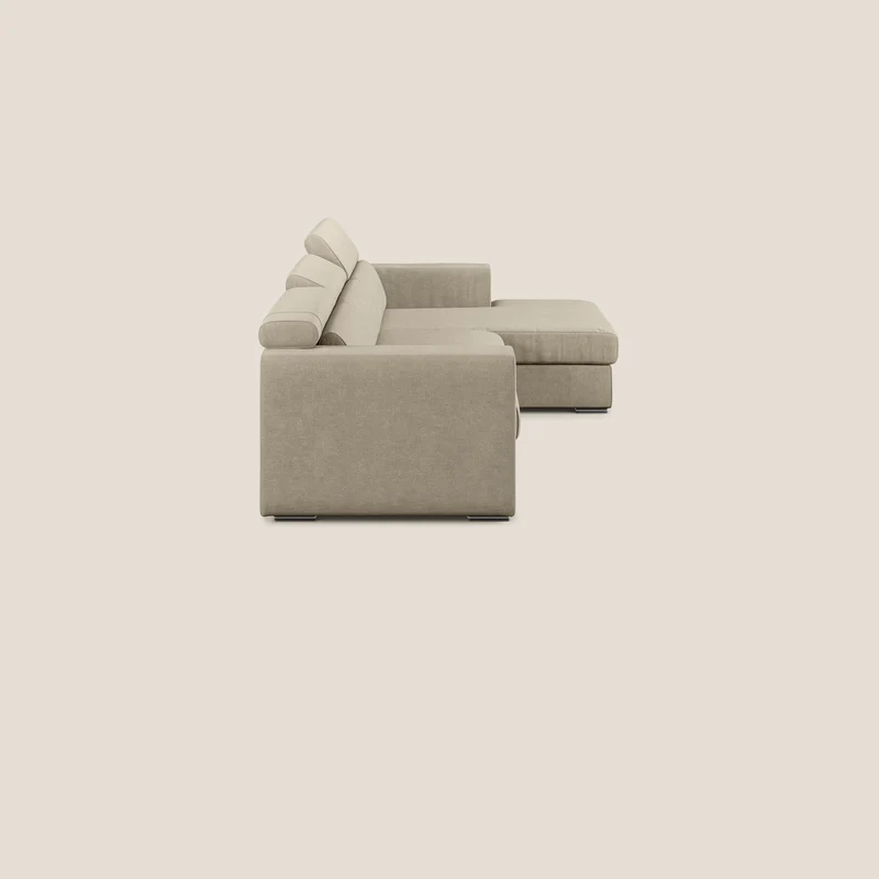 Vegas canapé d'angle avec têtières inclinables en microfibre imperméable T11 Taupe tortora