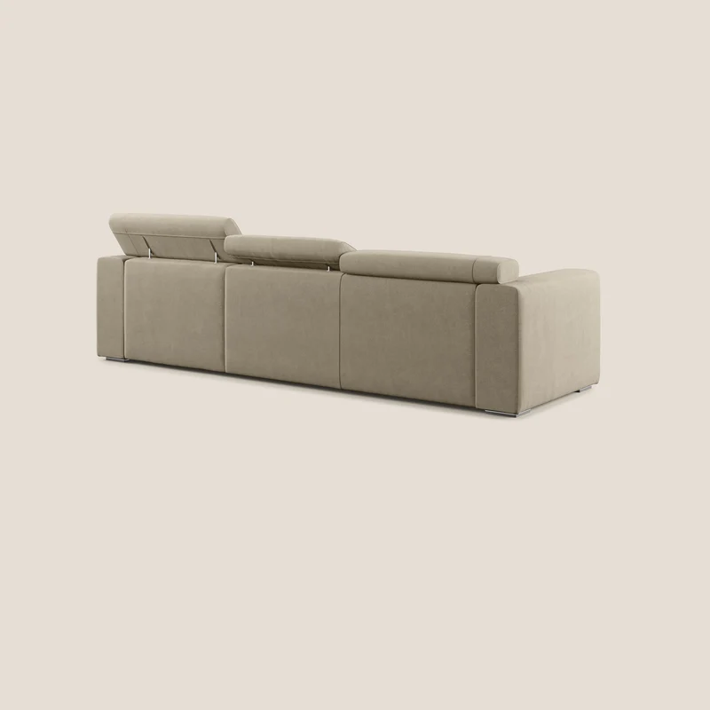Vegas canapé d'angle avec têtières inclinables en microfibre imperméable T11 Taupe tortora