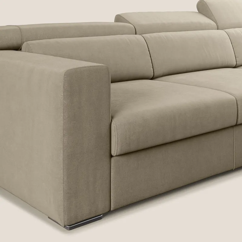 Vegas canapé d'angle avec têtières inclinables en microfibre imperméable T11 Taupe tortora