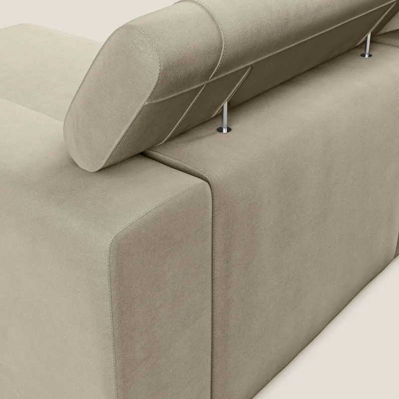 Vegas canapé d'angle avec têtières inclinables en microfibre imperméable T11 Taupe tortora