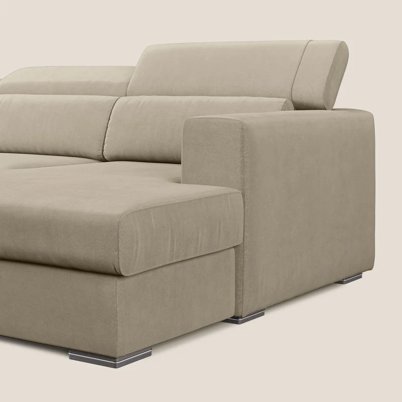 Vegas canapé d'angle avec têtières inclinables en microfibre imperméable T11 Taupe tortora
