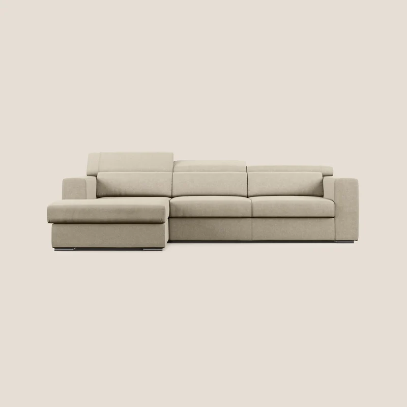 Vegas canapé d'angle avec têtières inclinables en microfibre imperméable T11 Taupe tortora