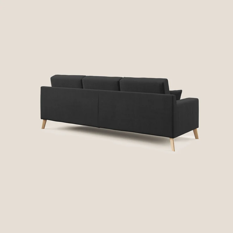 Danish canapé d'angle moderne reversible en tissu doux imperméable T02 noir