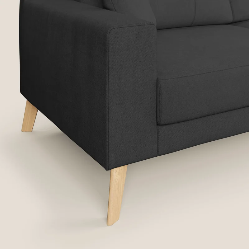 Danish canapé d'angle moderne reversible en tissu doux imperméable T02 noir