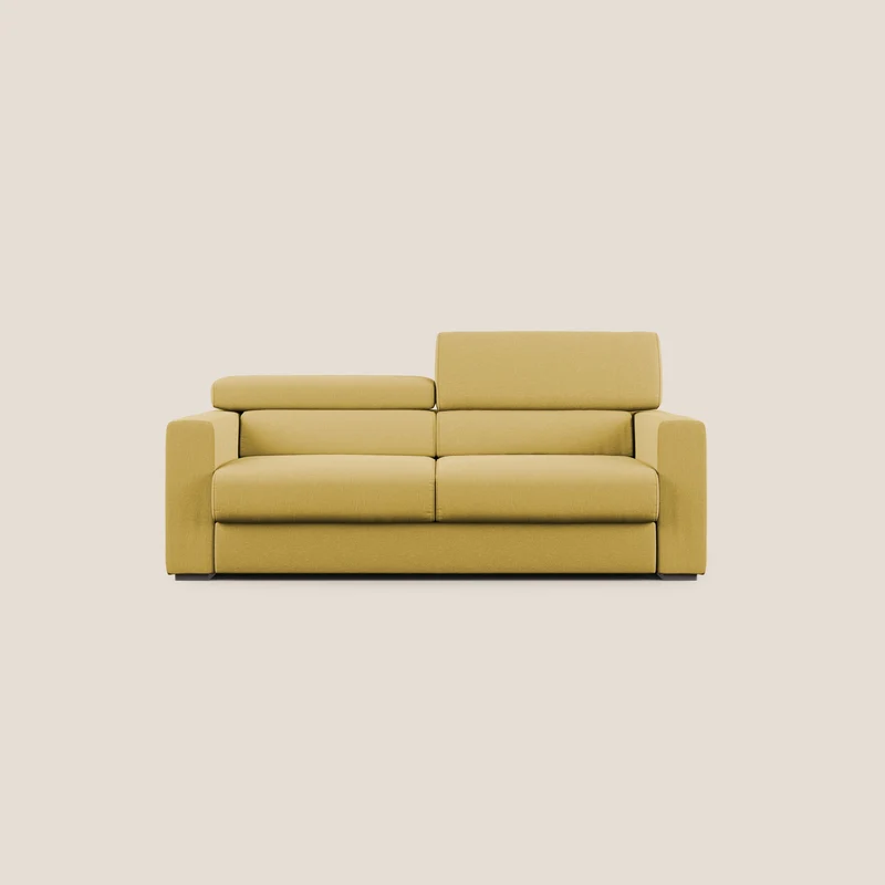 Dylan canapé avec pouf extractible en tissu effet coton imperméable T13 jaune