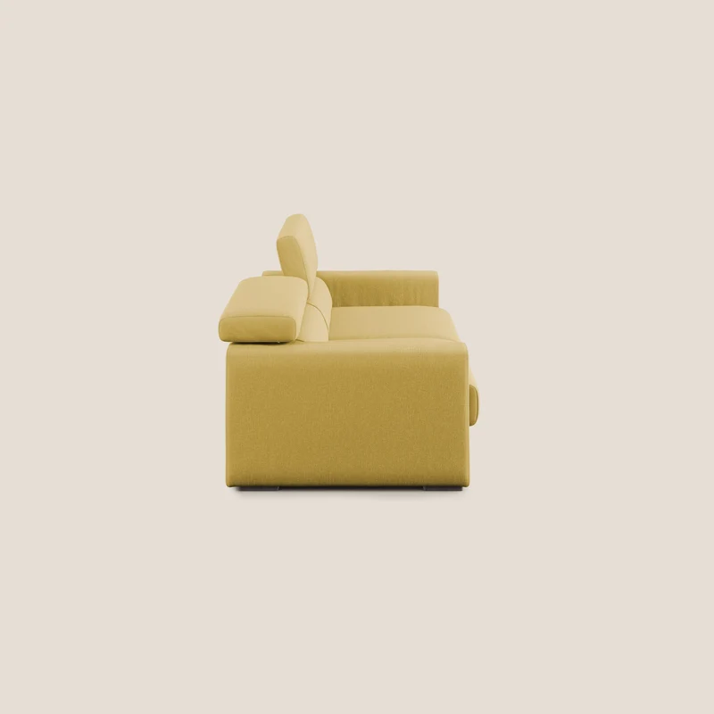 Dylan canapé avec pouf extractible en tissu effet coton imperméable T13 jaune
