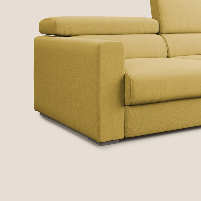 Dylan canapé avec pouf extractible en tissu effet coton imperméable T13 jaune