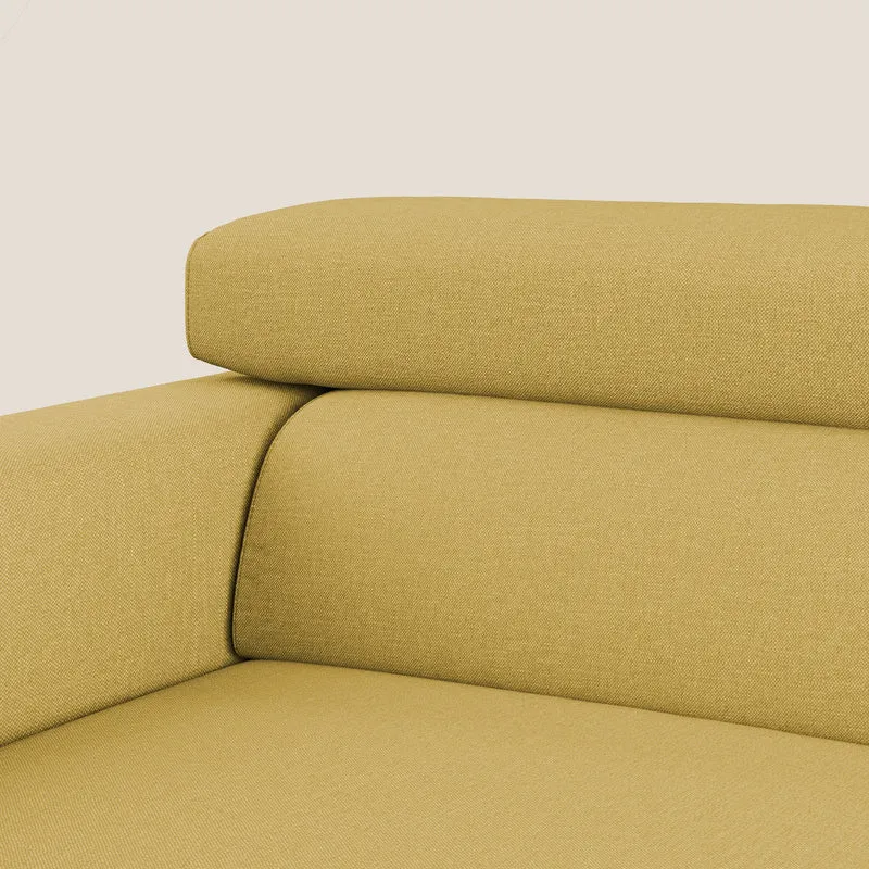 Dylan canapé avec pouf extractible en tissu effet coton imperméable T13 jaune