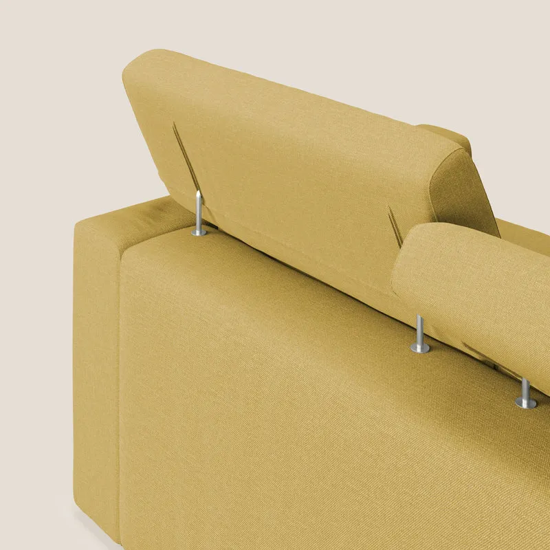 Dylan canapé avec pouf extractible en tissu effet coton imperméable T13 jaune