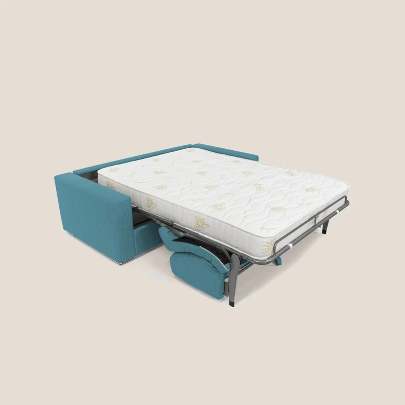 Nixon Canapé convertible avec matelas 20cm en tissu imperméable T03 bleu ciel