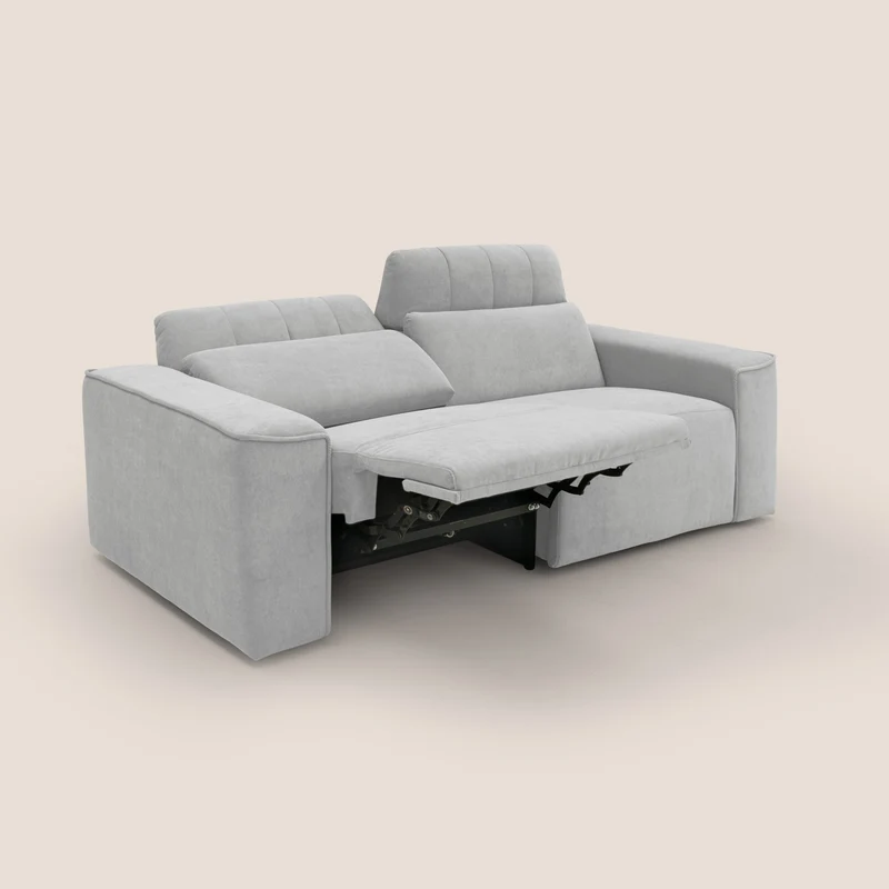 Clark Canapé modulable avec option relax électrique en tissu imperméable et détachable T17 gris
