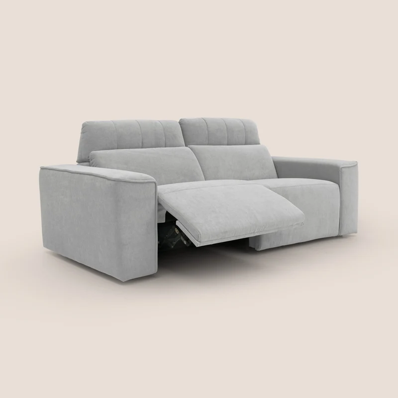 Clark Canapé modulable avec option relax électrique en tissu imperméable et détachable T17 gris