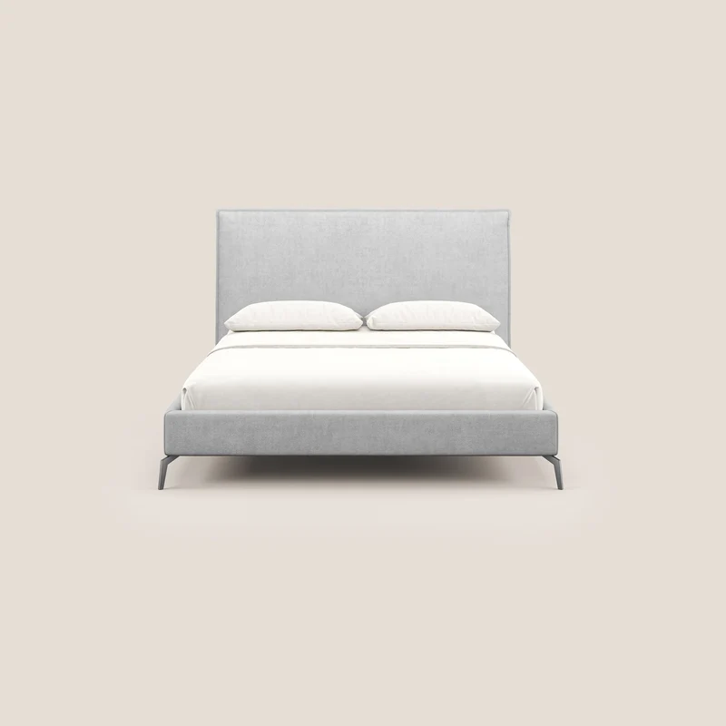 Iris lit rembourré déhoussable avec pieds noirs en tissu imperméable T02 gris clair