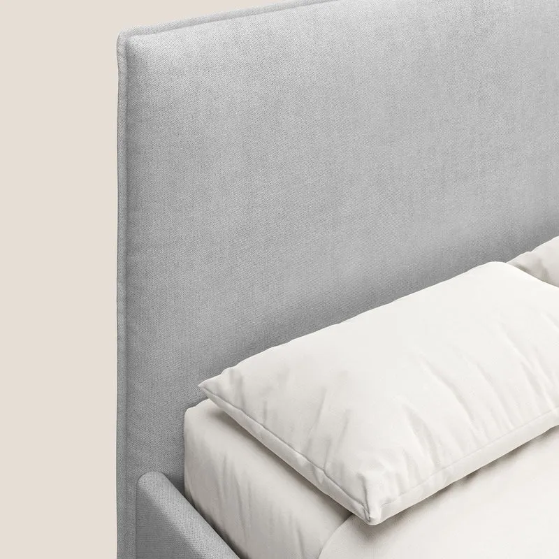 Iris lit rembourré déhoussable avec pieds noirs en tissu imperméable T02 gris clair