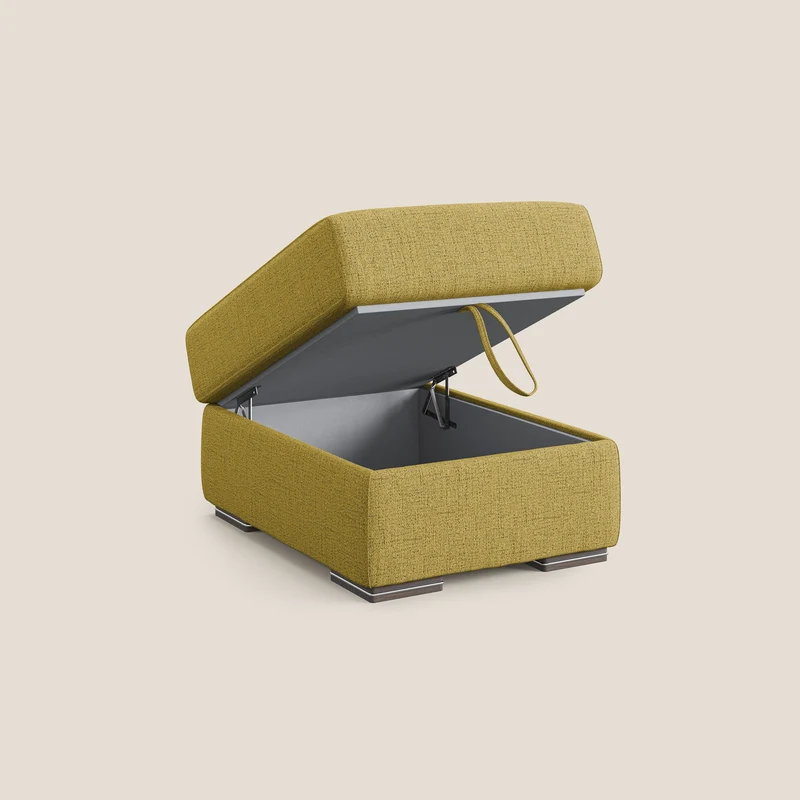 Sun pouf coffre en tissu imperméable flammé T03 jaune