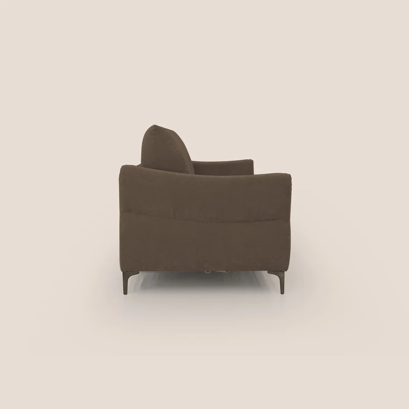Dalia canapé convertible avec matelas H 18cm et pieds hauts en tissu détachable raffiné T17 marron