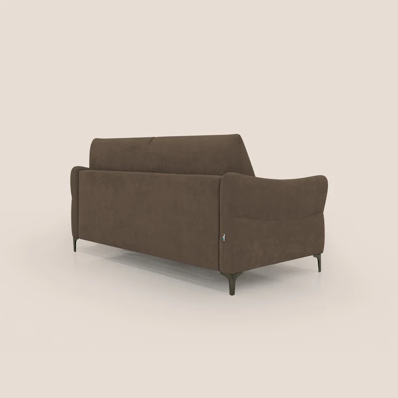 Dalia canapé convertible avec matelas H 18cm et pieds hauts en tissu détachable raffiné T17 marron