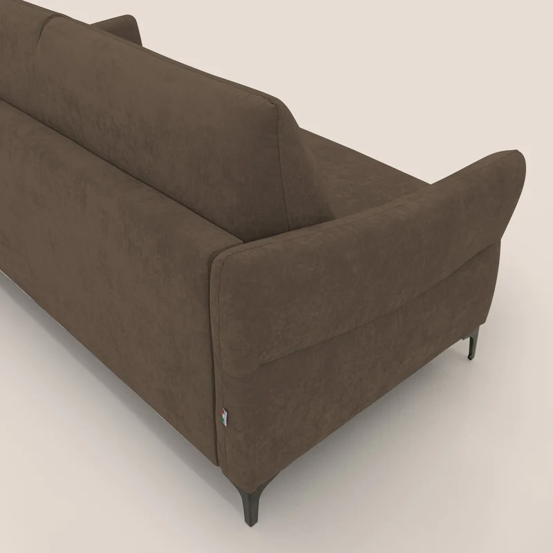 Dalia canapé convertible avec matelas H 18cm et pieds hauts en tissu détachable raffiné T17 marron