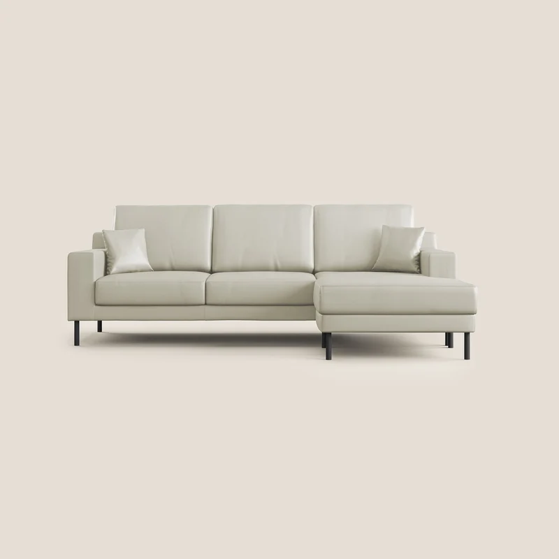 Uranio Canapé d'angle moderne réversible en simili cuir imperméable T04 Taupe tortora