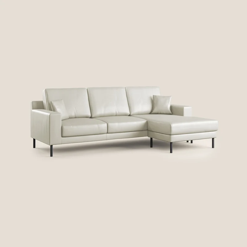 Uranio Canapé d'angle moderne réversible en simili cuir imperméable T04 Taupe tortora
