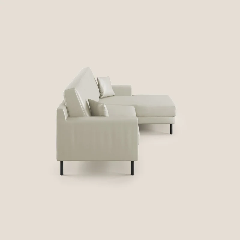 Uranio Canapé d'angle moderne réversible en simili cuir imperméable T04 Taupe tortora