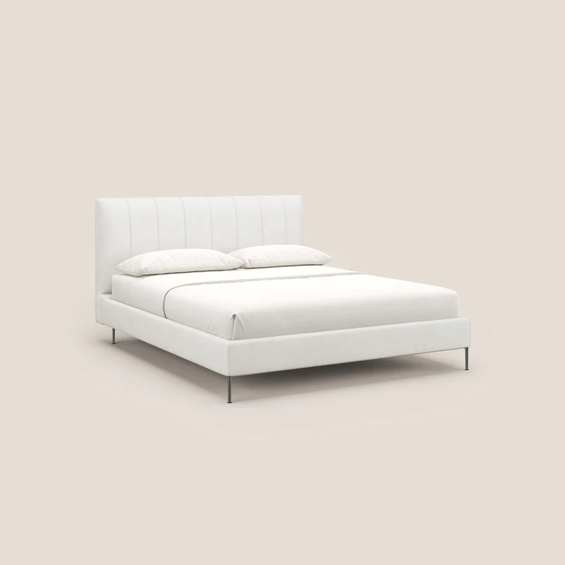 Calliope lit rembourré aux pieds hauts complètement déhoussable en tissu détachable T17 blanc