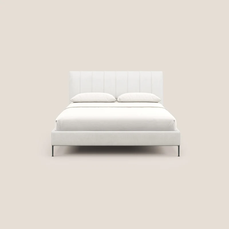 Calliope lit rembourré aux pieds hauts complètement déhoussable en tissu détachable T17 blanc