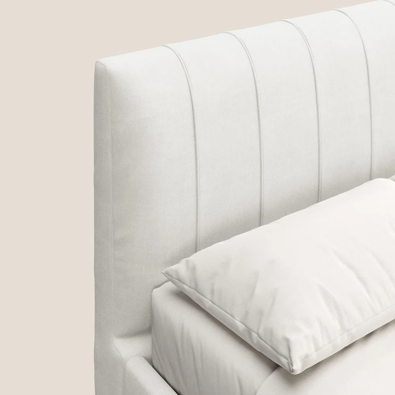 Calliope lit rembourré aux pieds hauts complètement déhoussable en tissu détachable T17 blanc