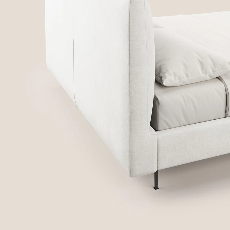 Calliope lit rembourré aux pieds hauts complètement déhoussable en tissu détachable T17 blanc