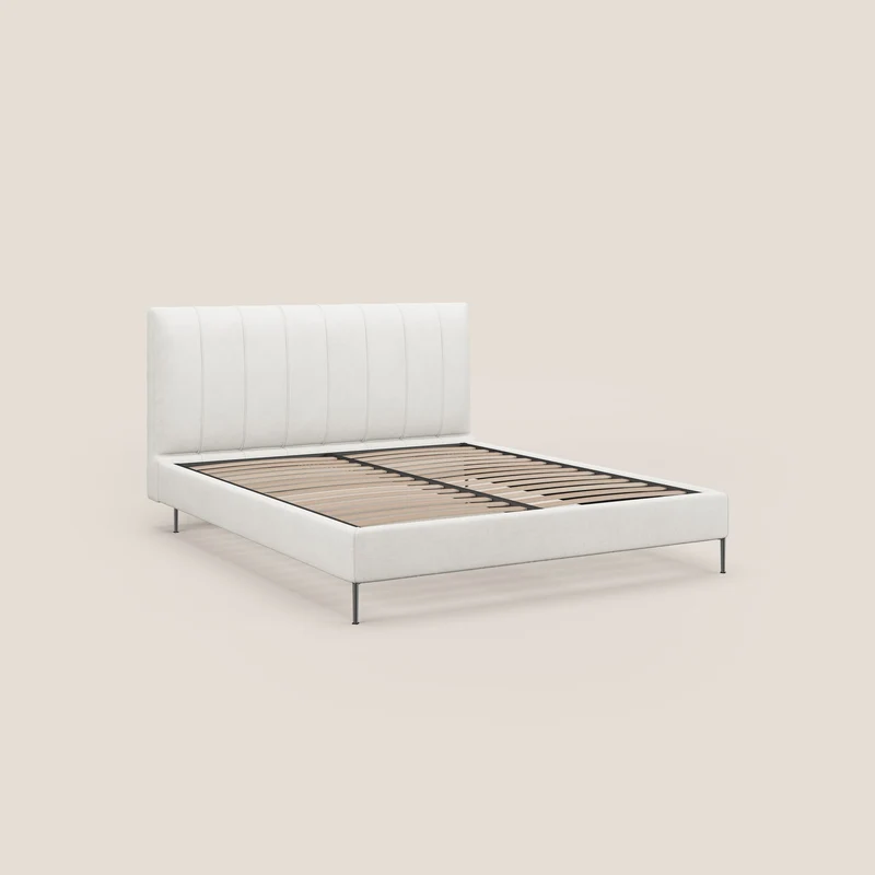 Calliope lit rembourré aux pieds hauts complètement déhoussable en tissu détachable T17 blanc