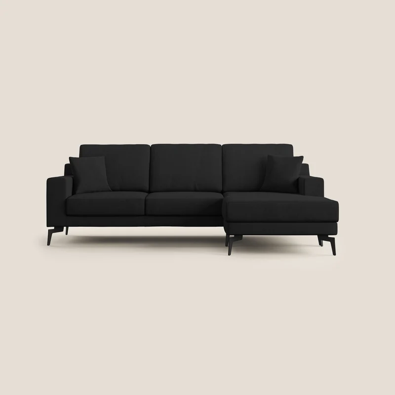 Prestige canapé d’angle réversible en microfibre détachable T11 noir