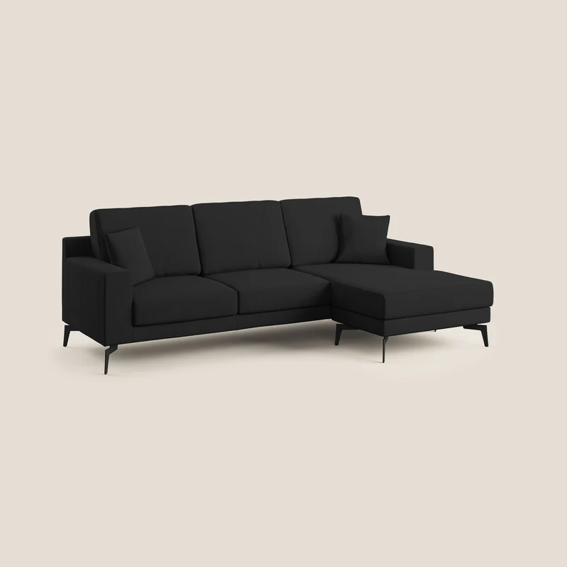 Prestige canapé d’angle réversible en microfibre détachable T11 noir