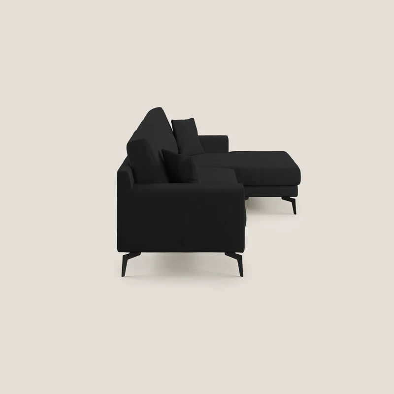 Prestige canapé d’angle réversible en microfibre détachable T11 noir
