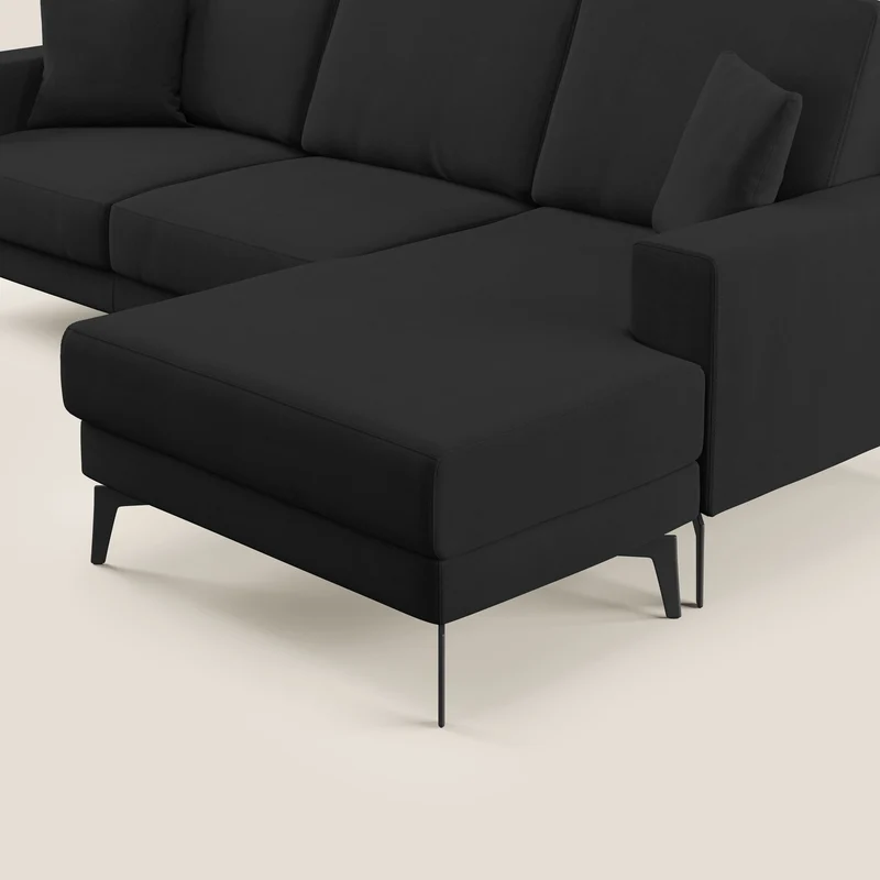Prestige canapé d’angle réversible en microfibre détachable T11 noir