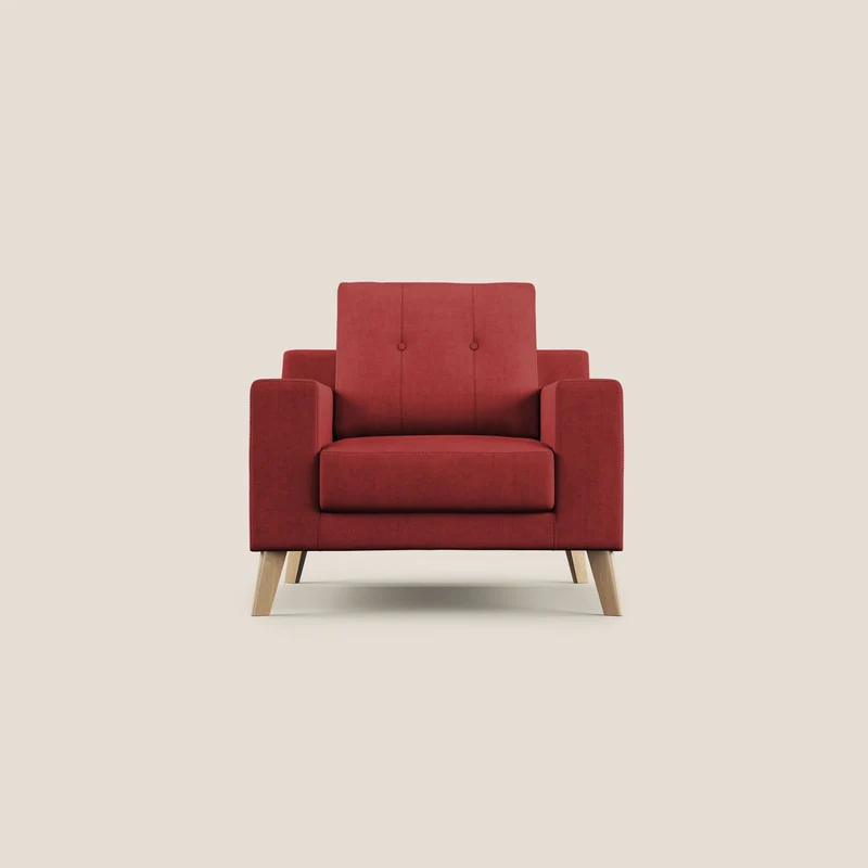 Danish Fauteuil en tissu doux imperméable T02 rouge