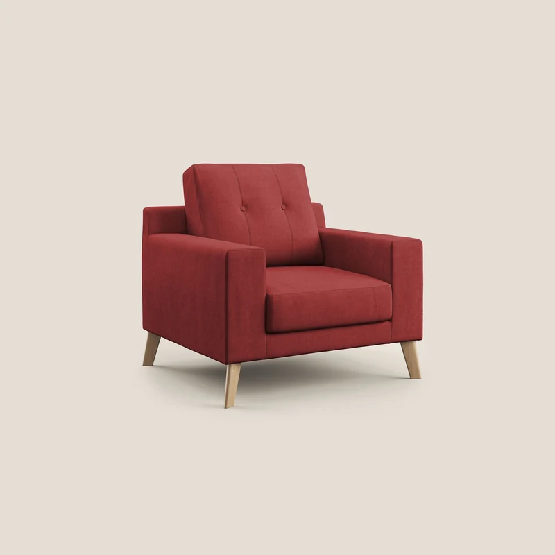 Danish Fauteuil en tissu doux imperméable T02 rouge