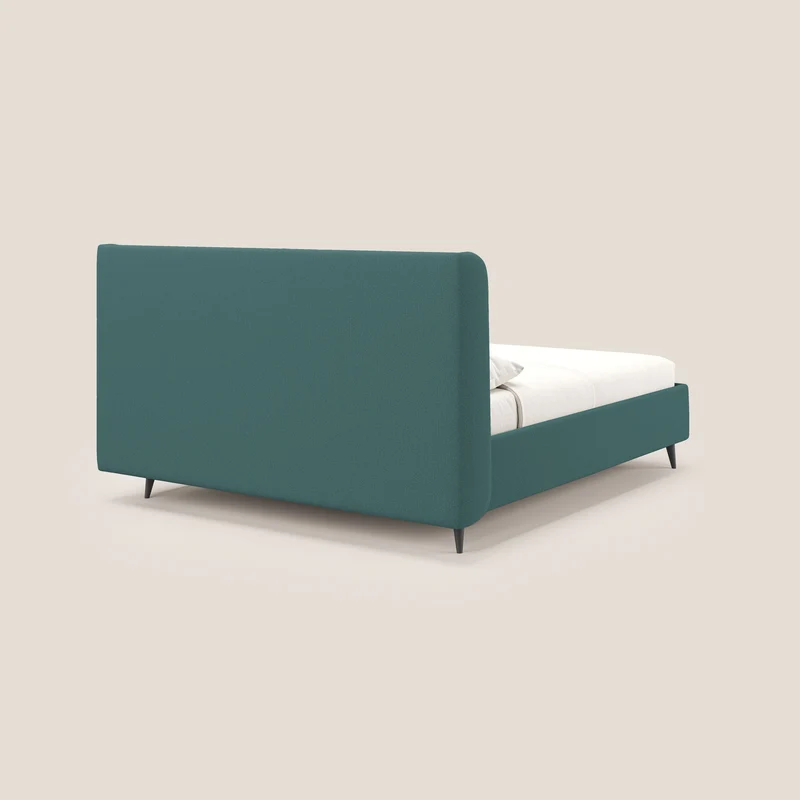 Nadine lit coffre de design et confort italien en tissu imperméable T19 bleu canard