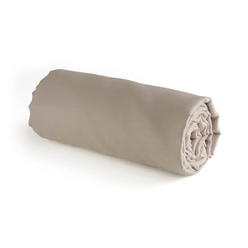 Drap plat satin de coton - Taupe