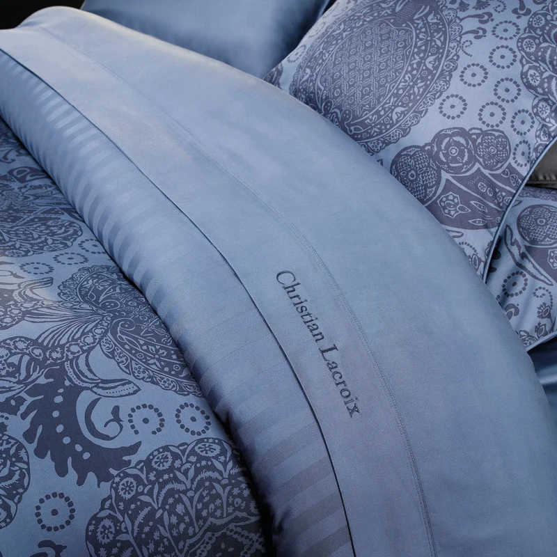 Drap plat satin de coton - Bleu