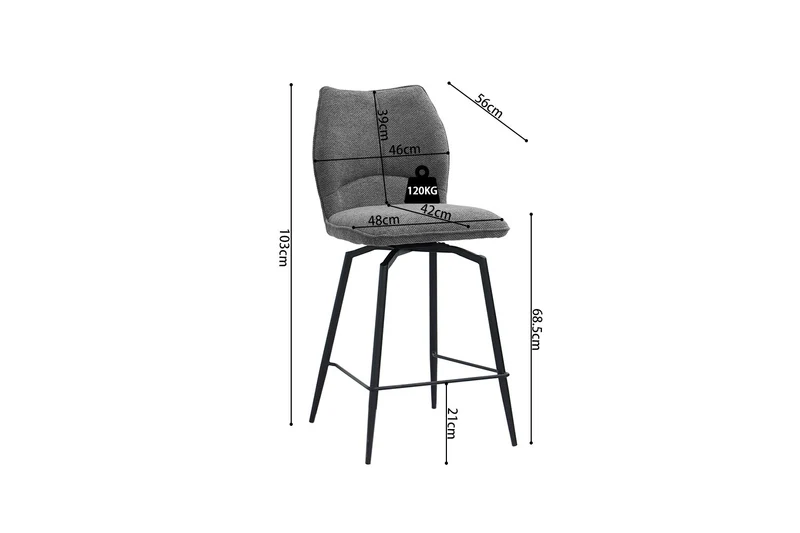 Chaise de comptoir Lara Pivotant Gris