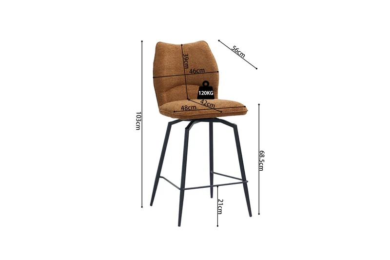 Chaise de comptoir Lara Pivotant Terracotta