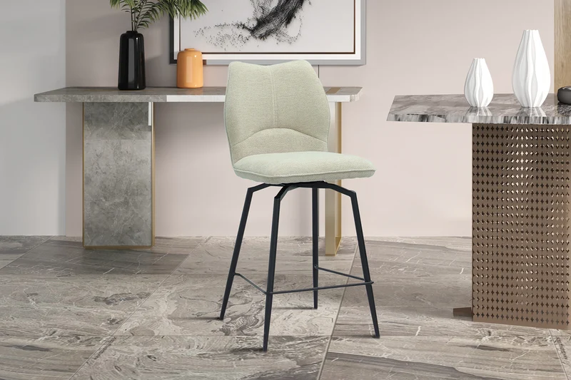 Chaise de comptoir Lara Pivotant Ecru